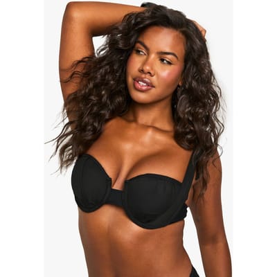 boohoo Dames Bruids Organza Gevestigde Bikini Top met Bandjes | Zwart | Maat: 38