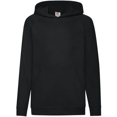 Fruit Of The Loom Kinderen Unisex Lichtgewicht Sweatshirt Met Capuchon / Hoodie (Zwart)