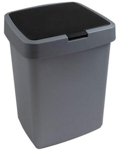 Kleine Prullenbak 10 Liter met Klapdeksel - Montageklaar - Metallic Zwart