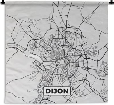 Wandkleed - Wanddoek - Stadskaart - Frankrijk - Kaart - Dijon - Plattegrond - 180x180 cm - Wandtapijt