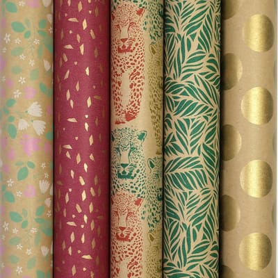 Paradise cadeaupapier - Eco bruin kraft inpakpapier - 2 meter x 70 cm - 5 Rollen