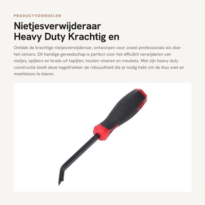 Dailygoods- Nietjesverwijderaar Heavy Duty - Professioneel Gereedschap - Efficiënte Nagelverwijdering - Krachtig Hulpmiddel - 30 Graden Gebogen Klauw - Voor Tapijt/Hout/Vloer/Meubels - Nagelverwijderaar
