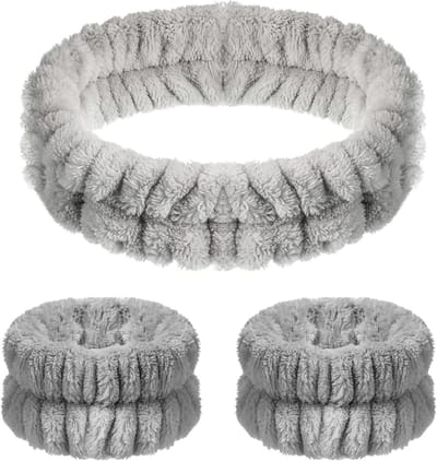 Set van 3 Haarbanden en Armbanden voor Gezichtsreiniging, Spa en Make-up - Elastische Haarband voor Huidverzorging en Comfortabele Gebruik