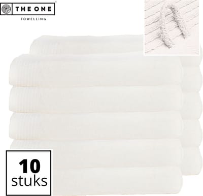 The One Towelling Classic Strandlakens - 100 x 180 cm - 10 Stuks - Voordeelverpakking - Hoge vochtopname - 100% Gekamd katoen - Ivoor Crème