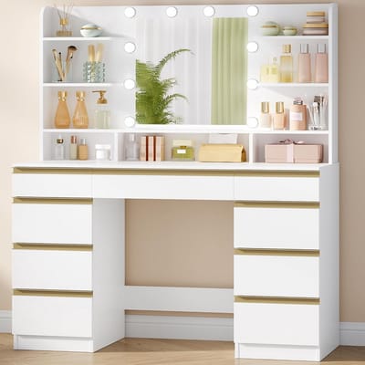 Kaptafel met Spiegel en Verlichting - Make up Tafel - Cosmeticatafel - Makeuptafel