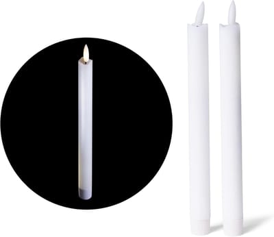 LED-kaarsenset van 2 voor binnen met timerfunctie - 6 uur - wit - 22 cm hoog bij 2,2 cm diameter / 1x AA-batterij vereist - LED-kaars met bewegende vlam