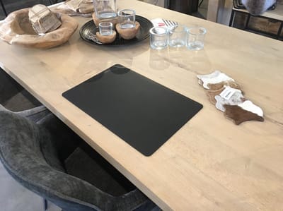 Secret de Gourmet tafel placemat - PU leer/leer look - zwart - 45 x 30 cm - Tafel onderleggers