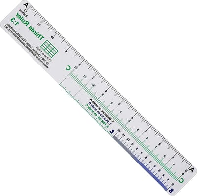 Liniaal Regel van Derden - Proportionele Liniaal - Ontwerpen Lay-outs - Wiskunde Vrij - 30 cm - Transparant