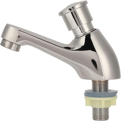 Koudwaterkraan met Tijdvertraging - Automatische Kraan Drukknopkraan - Water Besparen - Zelfsluitend Ontwerp - 14 cm Lengte - Zilver