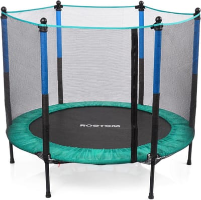 Kindertrampoline - Tuintrampoline Kinderen - Actief Spelen - Met Veiligheidsnet - 140 cm - Mintblauw