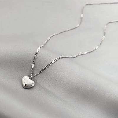 Nieuwe eenvoudige en zoete paar liefde ketting slot geometrische hartvormige accessoires licht luxe temperament bot ketting gray