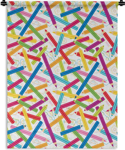Wandkleed - Wanddoek - Potlood - Patronen - Regenboog - 150x200 cm - Wandtapijt