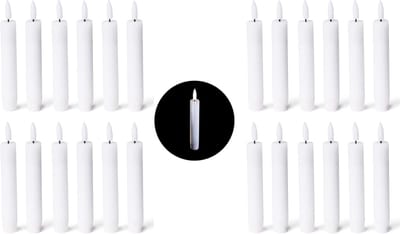 Set van 24 LED-kaarsen met taps toelopende vorm - kaarsen van echte was met bewegende vlam en timer - 12,5 cm hoog voor een diameter van 2,2 cm / 2 AAA-batterijen vereist - LED-kaarsen met bewegende vlam