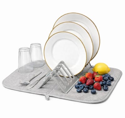 MAGICSHE Absorberende Afdruipmat Microvezel 46 X 35 Cm - Afwas Droogmat Voor Borden En Glazen - Opvouwbare Grijs