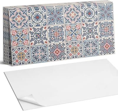 Coloray Plaktegels - Mozaïekpatronen Wandtegel Zelfklevend - 60 cm x 30 cm - Blauw Plaktegels - 6 stuks - Rechthoek PVC Tegels - Plaktegels Keuken - Zelfklevende Vloertegels Badkamer - Vinyl Tegels - Zelfklevende Wandtegels