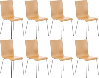 CLP Pepe Set van 8 Wachtkamerstoelen - Houten zitting natura