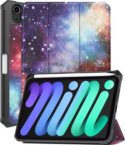 Hoesje - Geschikt voor Apple iPad Mini 7 (2024) - 8.3 inch - 7e Generatie - Dun & Stevig - Trifold Bookcase - Hard Cover Case - Met Uitsparing Geschikt voor Apple Pencil - Hardcover Book - Tablet Hoes - Galaxy