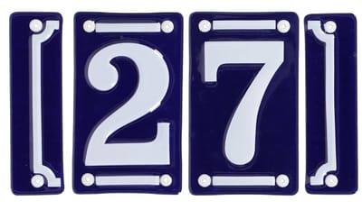 Best for Boots huisnummer 27 met sierrand - Oudhollands - emaille - blauw/wit