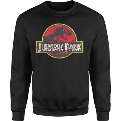 Jurassic Park Logo Vintage Sweatshirt - Black - S