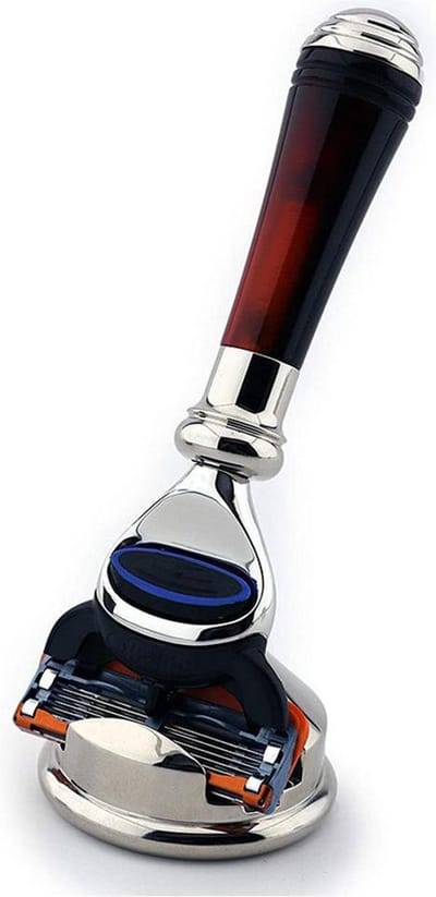 Luxe mini 5 rand cartridge heren scheer scheermes + scheermes houder in Duits roestvrij staal (5 Blade Safety Razor with Stand)