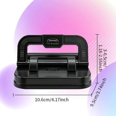 360 Roteerbare Dashboard Telefoonhouder, Opvouwbare Siliconen Antislip Auto Standaard zwart