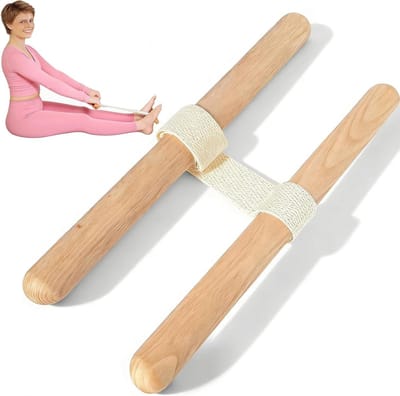 Rugtrainer - Rugstrekker Flexibiliteitstrainer - Spierontspanning - Verstelbare Lengte - 40.5 cm - Natuurhoutkleur