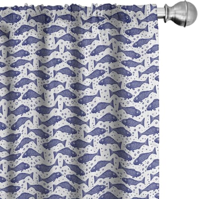 ABAKUHAUS Nautische Gordijnen – 2x75x225 cm – microvezel – violet/blauw