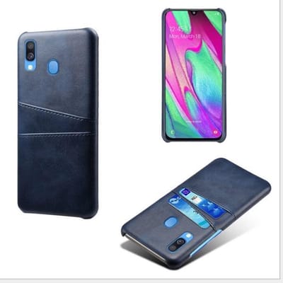 Back Cover met Opbergvakjes + Glas Screenprotector voor Galaxy A40 _ Blauw