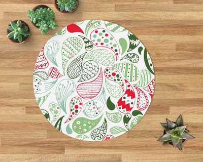 Coloray Vloerbeschermer - Turks traanpatroon Stoel Mat - 100x100 cm - Groente Bureau Stoel Mat - Vloerbeschermer PVC - Mótif Bureaustoelmat - Ronde Mat - Etnische Thema
