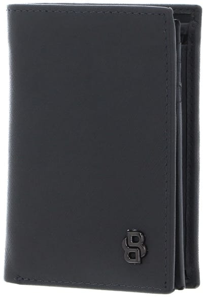 HUGO BOSS Leren portemonnee Double B Wallet Saffiano Grey grijs