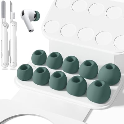 5 Paar Vervangende Oordopjes voor AirPods Pro 3 met Schoonmaakset en Opbergtas - Antislip Siliconen Oordopjes in Groen