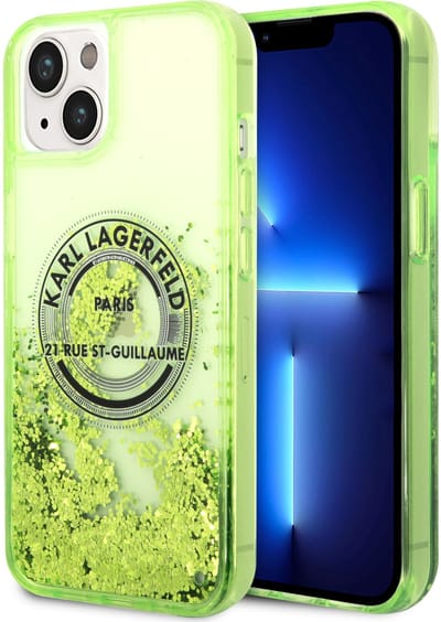 Karl Lagerfeld iPhone 14 en iPhone 13 Backcover hoesje - Glitter RSG - Groen