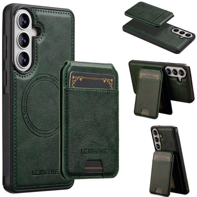 LC.IMEEKE Hoesje - Geschikt voor Samsung Galaxy A37 Hoesje - LC.IMEEKE L3 - Leather Back Cover met Pasjeshouder - MagSafe Compatible - Groen