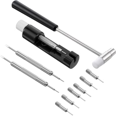 Dailygoods- Horlogegereedschap Set - Horlogebandgereedschap - Federsteggereedschap - Reparatiestiftuitdrijver - 6 Reservepennen - Duurzaam ijzer/zinklegering - Horlogemakersgereedschap
