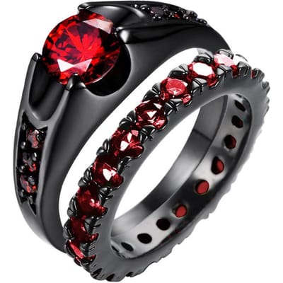 Nieuwe Rode Strass Ringen Voor Vrouwen Koppel Sieraden Bruiloftsringen Bruids Sets Man Zwart Draak Patroon Roestvrij Staal Ring 9 black