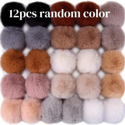 Pompons en Fausse Fourrure de Lapin Douce avec Boucles Élastiques - Parfaits pour les Chapeaux, Porte-clés, Écharpes et Sacs - Décorations Idéales pour Noël et Halloween 1pcs