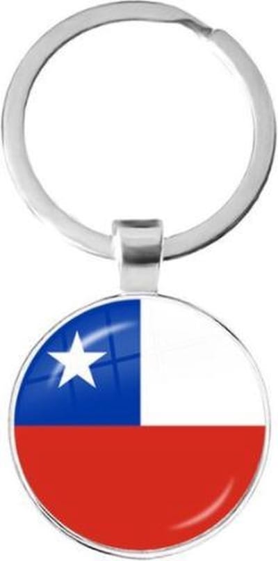 Akyol - Sleutelhanger Chili - Land - Vlag - geschenk – gift – cadeau – kado – verjaardag – verassing – feestdag – versiering – Zuid-Amerika - Santiago - Valparaiso - Punta Arenas - Spaans - Puente Alto - El Tatio - Arica