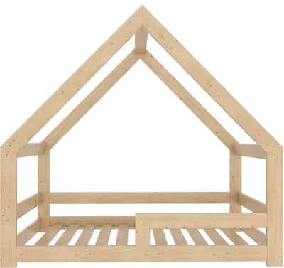 Need Sleep - Montessori Kinderbed Huisbed Peuterbed met Uitvalbescherming - Naturel Hout - 80x160 cm - symmetrisch
