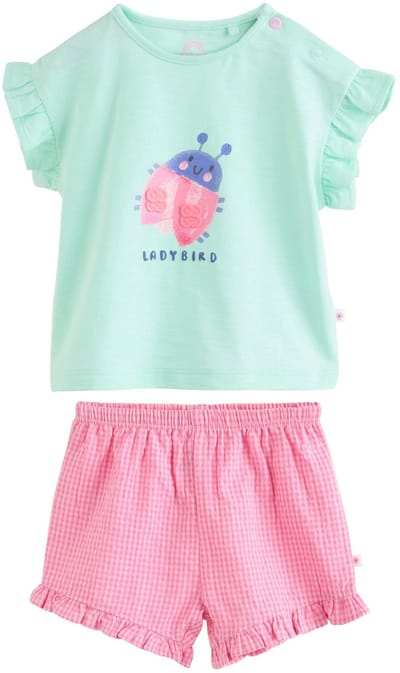 Next - Meisjes - 2-delige set van babytop met korte mouwen en short - Groen