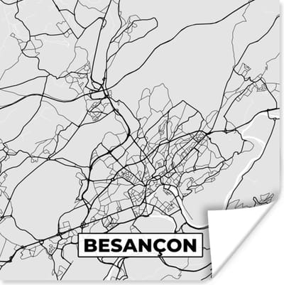 Poster Frankrijk - Besançon - Stadskaart - Plattegrond - Kaart - 100x100 cm XXL
