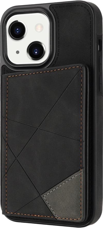 Hoesje geschikt voor iPhone 16e - Backcover - Pasjeshouder - Portemonnee - Camerabescherming - Stijlvol patroon - TPU - Zwart