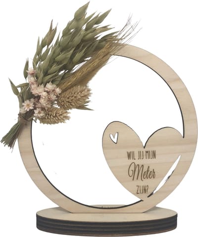 Hoepel en droogbloemen Wil jij mijn meter zijn? | naturel | cadeau | meter vragen | meter worden | peettante vragen | peettante worden