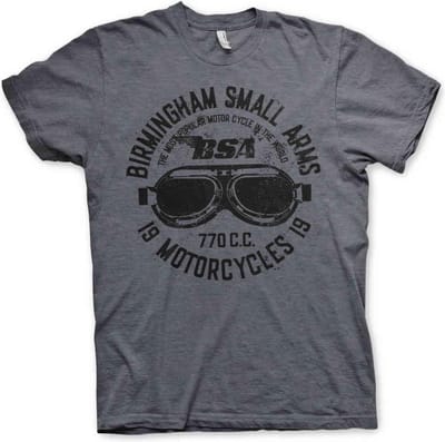 BSA Heren Tshirt -S- Birmingham Small Arms Goggles Grijs