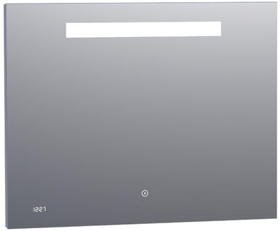 Brauer Quartz Spiegel - Rechthoekig - 90 cm - met Directe LED-Verlichting - Dimbaar - met Touchbediening - met Klok