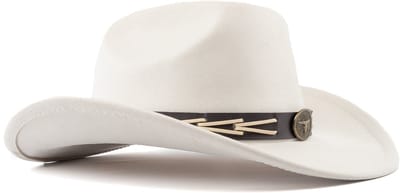 KIMU® Cowboyhoed Wit Gevlochten Band - Verstelbaar t/m Maat 59 - Witte Cowboy Western Hoed Dames Heren - Cowgirl Yellowstone Festival