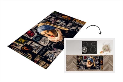Keukenloper - Loper keuken - Meisje met de parel - Tattoo - Vermeer - 120x60 cm - Keukenloper vinyl