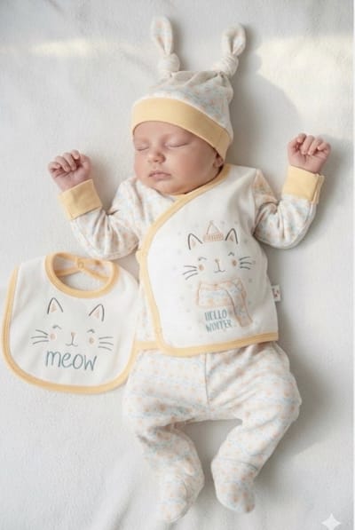 Hello winter - Baby 4-delige newborn kledingset meisjes - Newborn set - Babykleding - Babyshower cadeau - Kraamcadeau