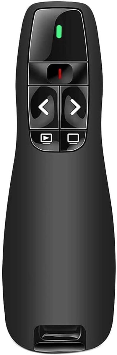 carmdering - Draadloze Presenter - Laser Pointer - Presentatieclicker - 2,4 GHz draadloos, bereik tot 100 meter - Rode laserpointer, zichtbaar tot 200 meter - Geïntegreerde USB-ontvanger, verliesvrij - Compatibel met PowerPoint