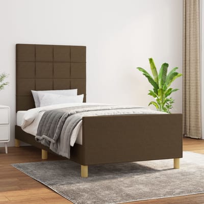 vidaXL - Bedframe - zonder - matras - 90x200 - cm - stof - donkerbruin