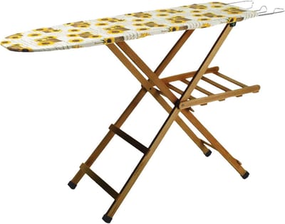 Houten Strijkplank met Verstelbare Hoogte en Opbergbaar Design - 118 x 34 x 92 cm, Ideaal voor Thuisgebruik